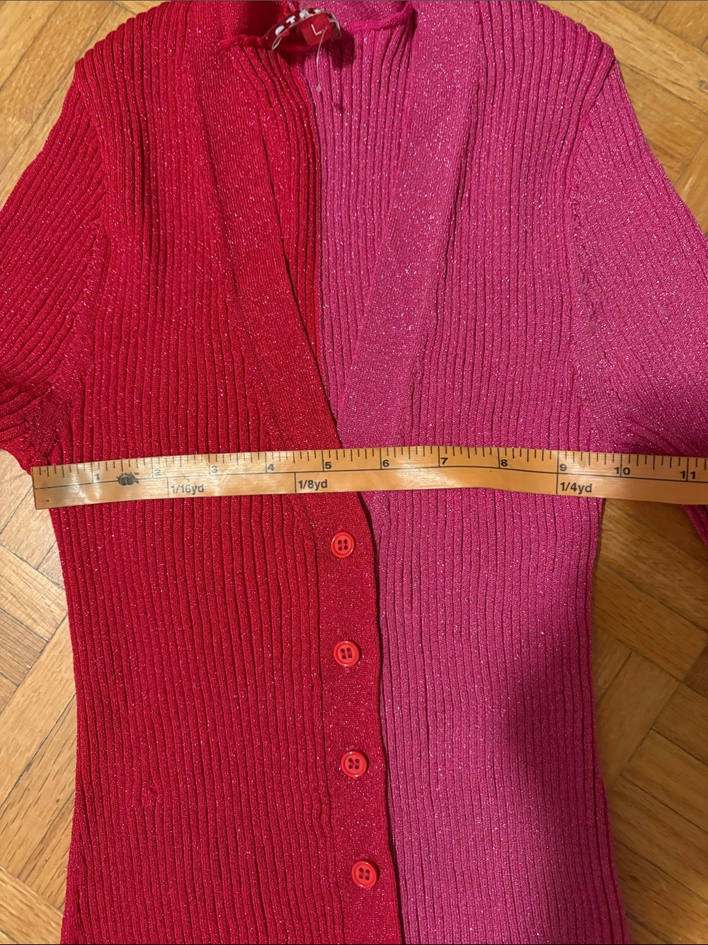 Staud Two-Tone Pink & Fuchsia Long Button-Front Knit Dress - Picture 2 of 13